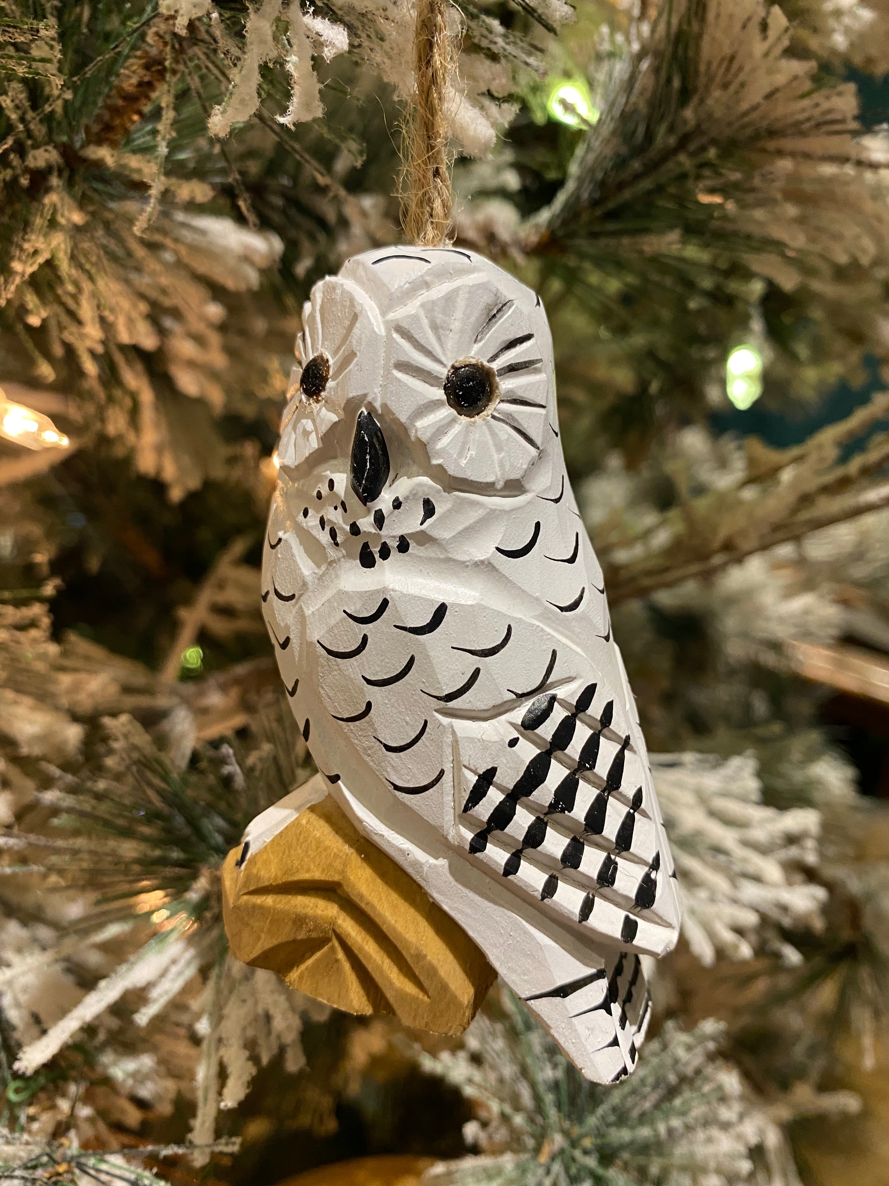 Carved Snowy Owl