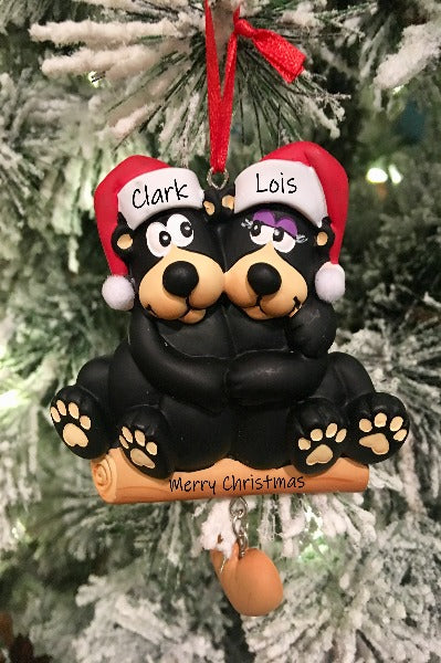 Black Bear Couple Personalized Ornament