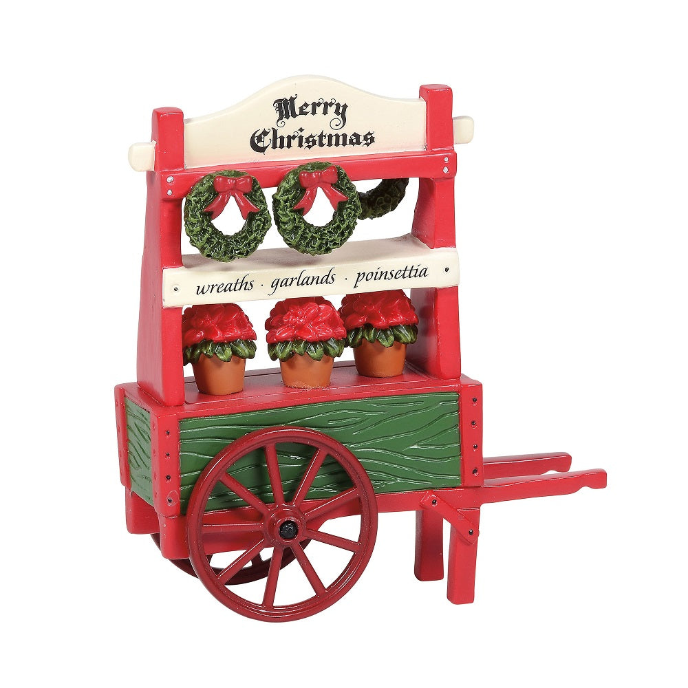 Classic Christmas Poinsettia Cart