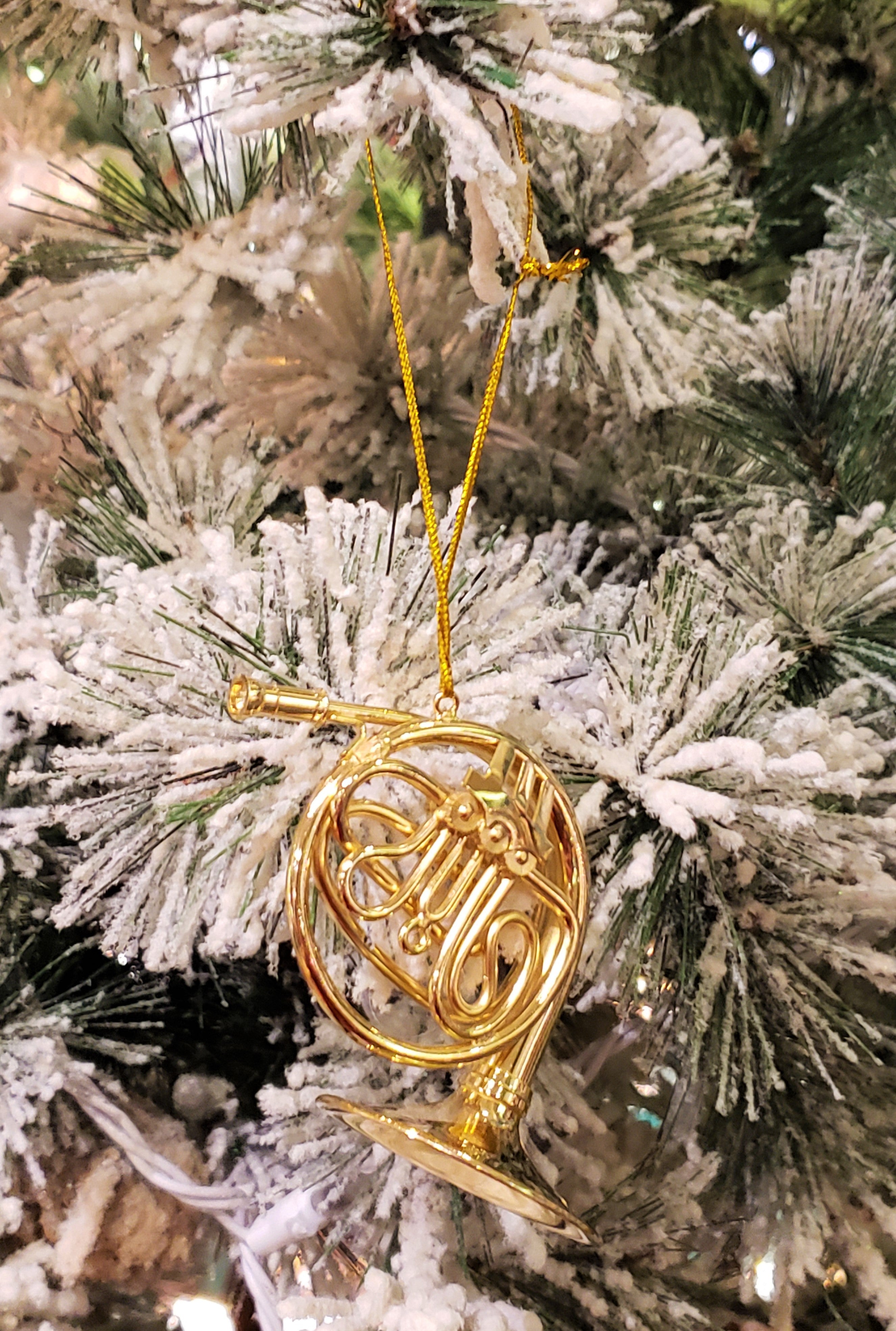 Brass French Horn Ornament