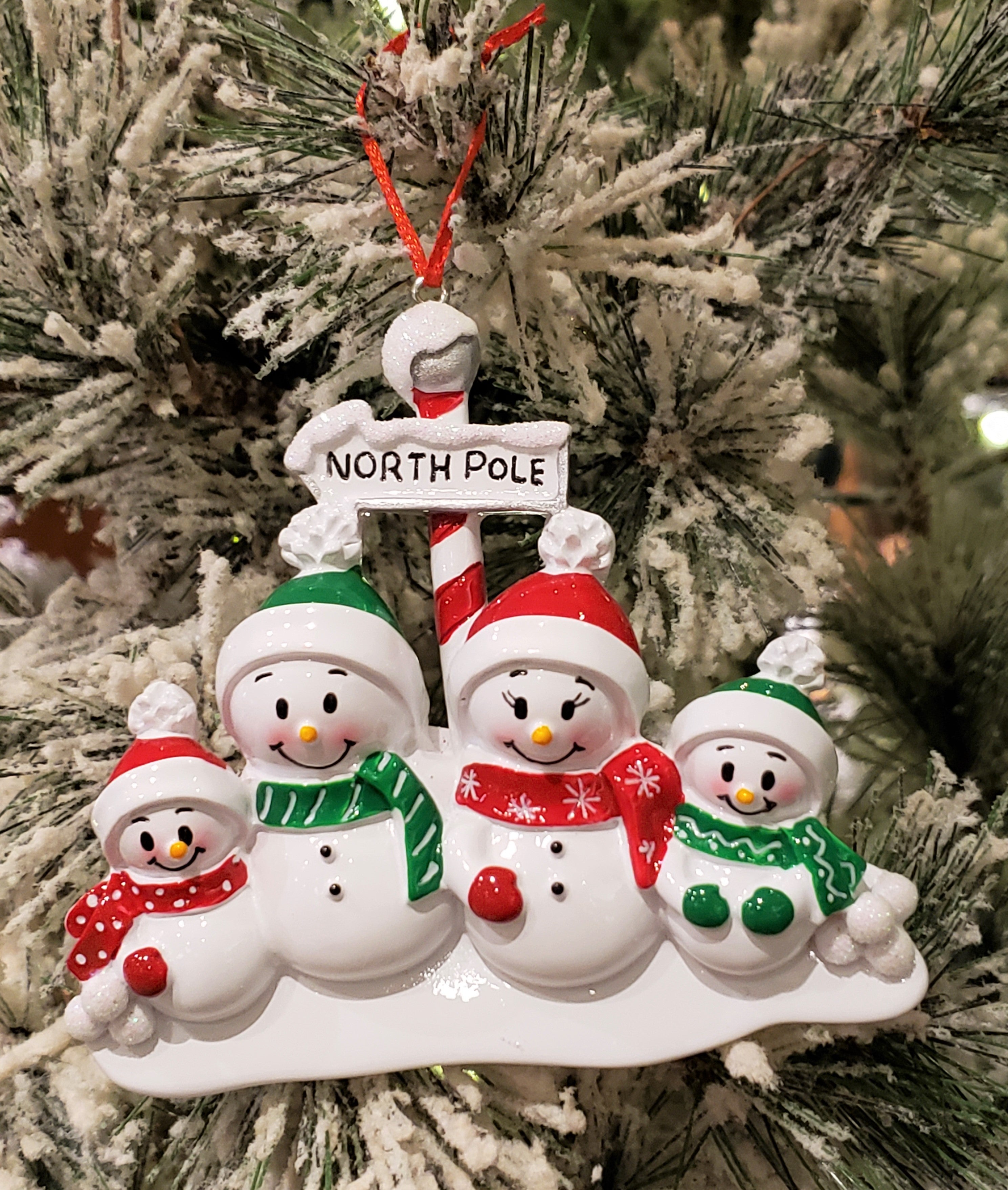 North Pole Ornament Family of 4 Personalized Ornament