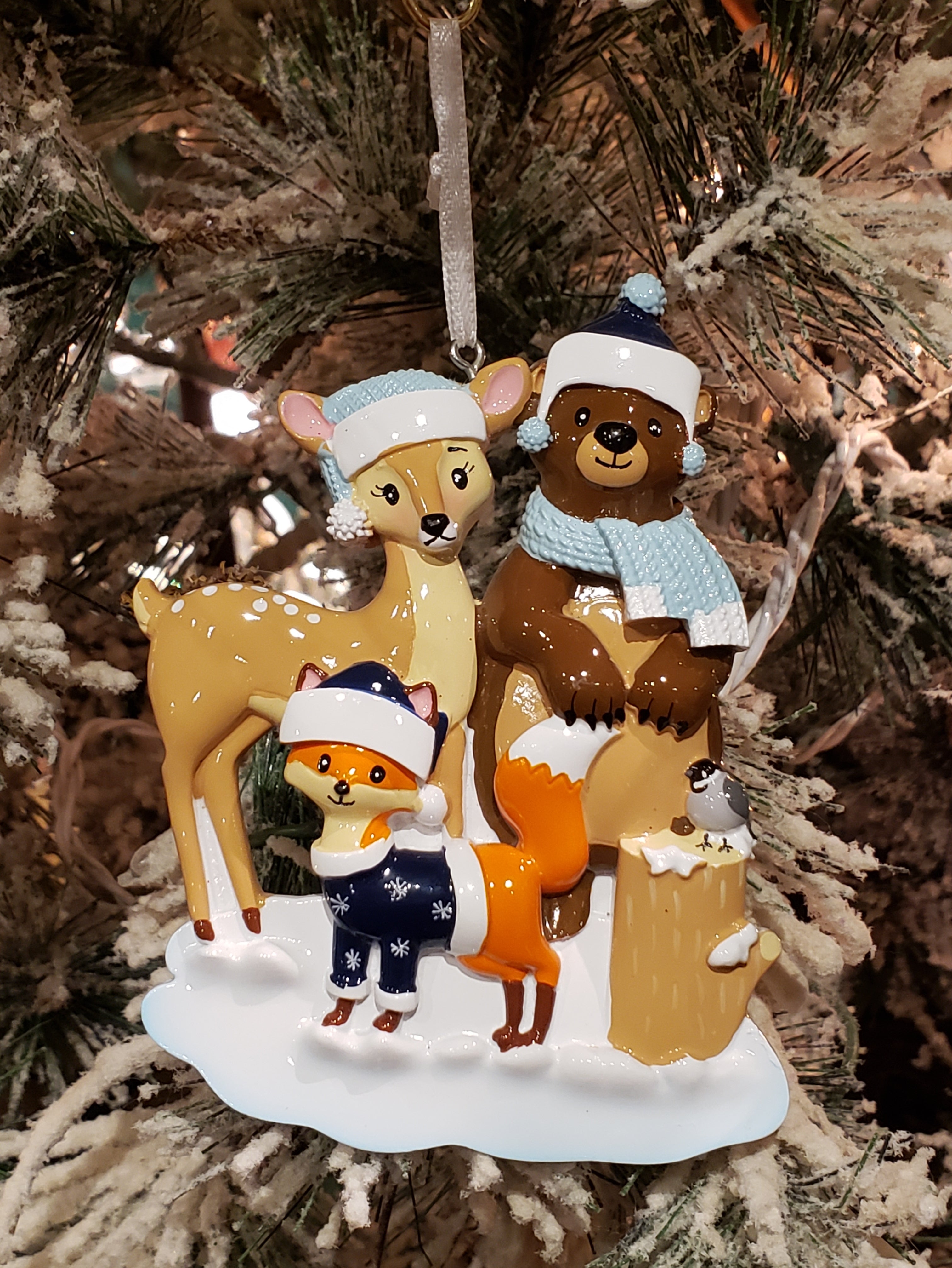 Woodland Family of 3 Personalized Ornament