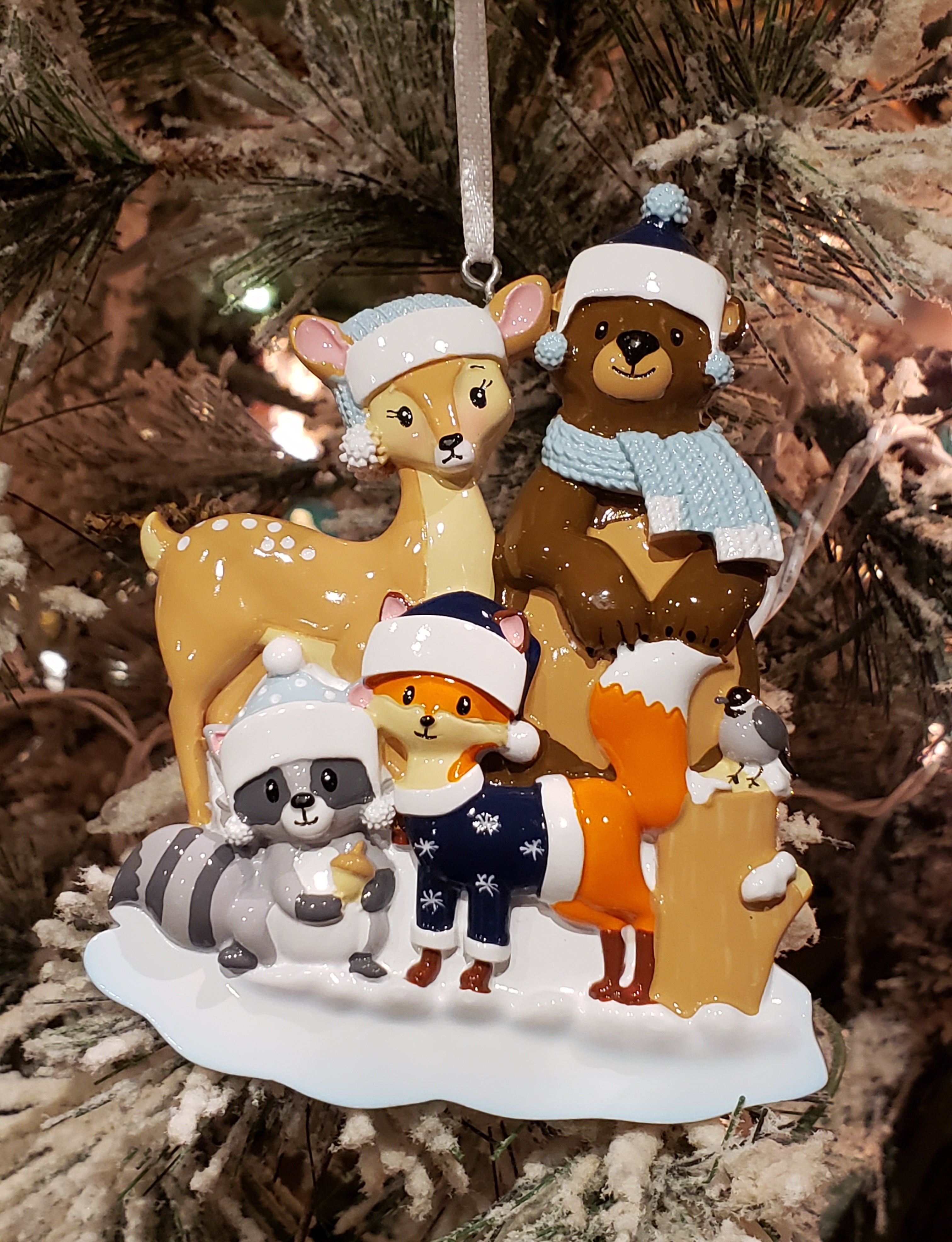 Woodland Family of 4 Personalized Ornament