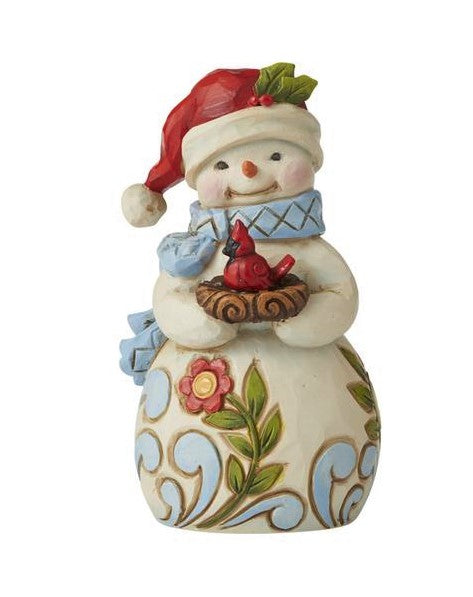 Snowman with Cardinal Nest - Miniature
